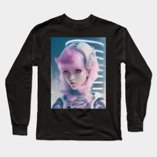 cyber  girl developer anime Long Sleeve T-Shirt